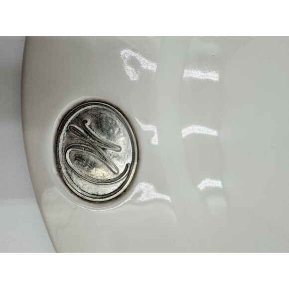 VAGABOND HOUSE WHITE CHARGER -Pewter Monogram “M”- 13 1/8" 0501C - Picture 3 of 8